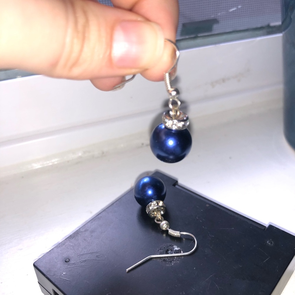 Blue and Silver Hanging Earrings